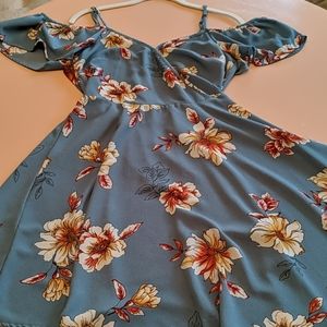 Asymmetrical Hem Floral Dress
